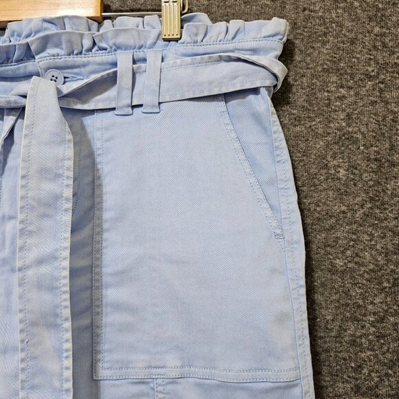 Crown & Ivy Trouser Pants Womens Size 8 Cotton Blend Light Blue Tapered Belted - Picture 4 of 16